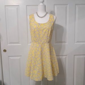 Bright yellow & gray leopard print x back dress